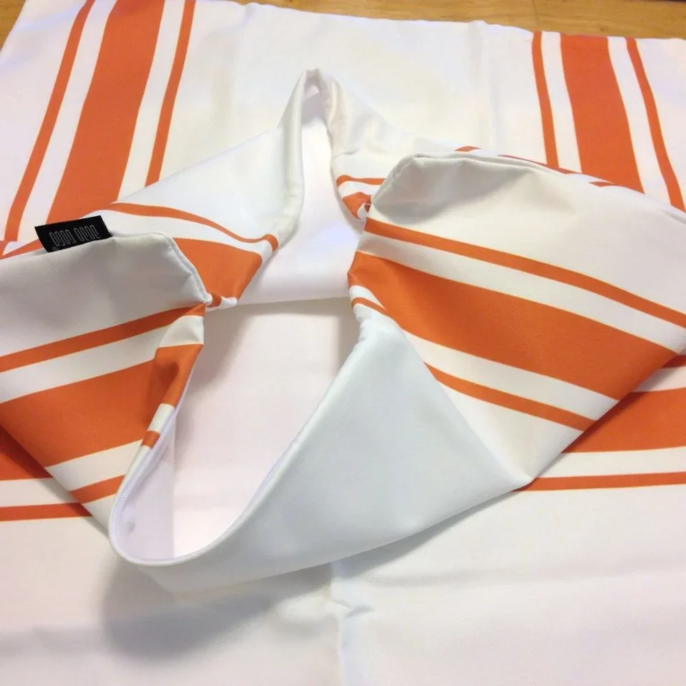 Decorative Accent Pillow Covers - cream and dark orange striped